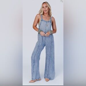 Three Bird Nest Denim Blue Women's Overalls